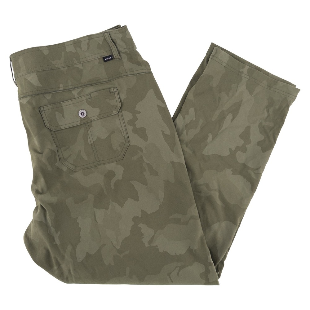 Prana Womens 20W Halle Straight Pants II Olive Green Camo Hiking Stretch Outdoor